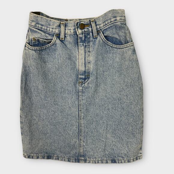 Lee Mini Skirt Women 0 XXS Light Acid Wash High Rise Vintage Retro 80s - Picture 1 of 6